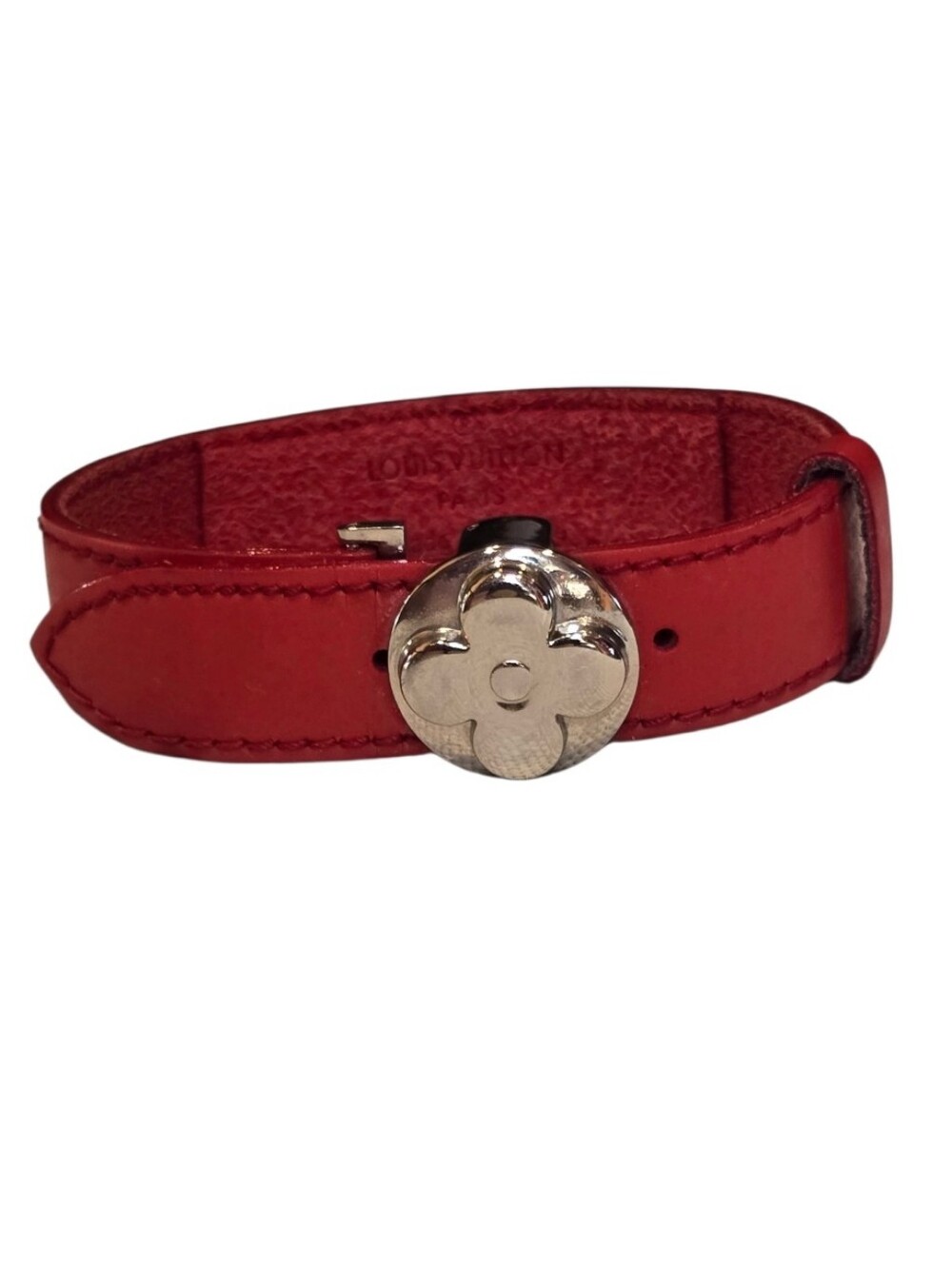Louis Vuitton Wish Good Luck Red Silver Adjustable Leather Bracelet